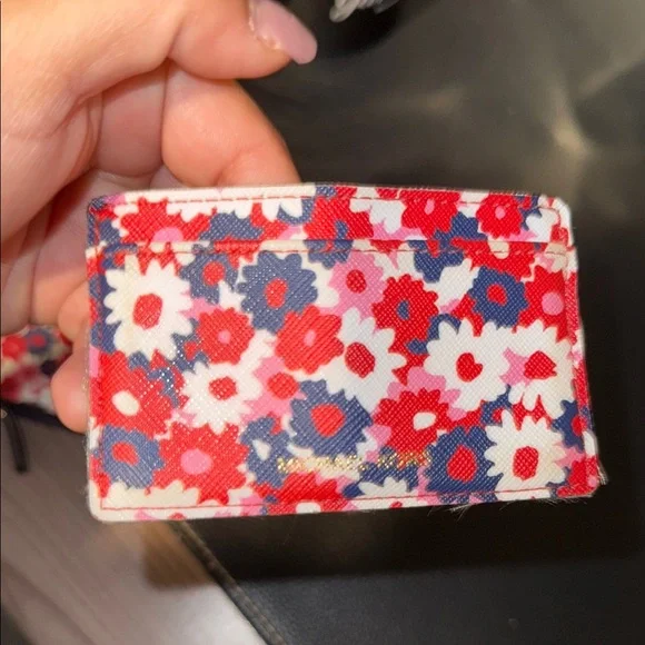 Michael Kors Red and White Floral Wallet and Card Holder Set - Picture 4 of 4